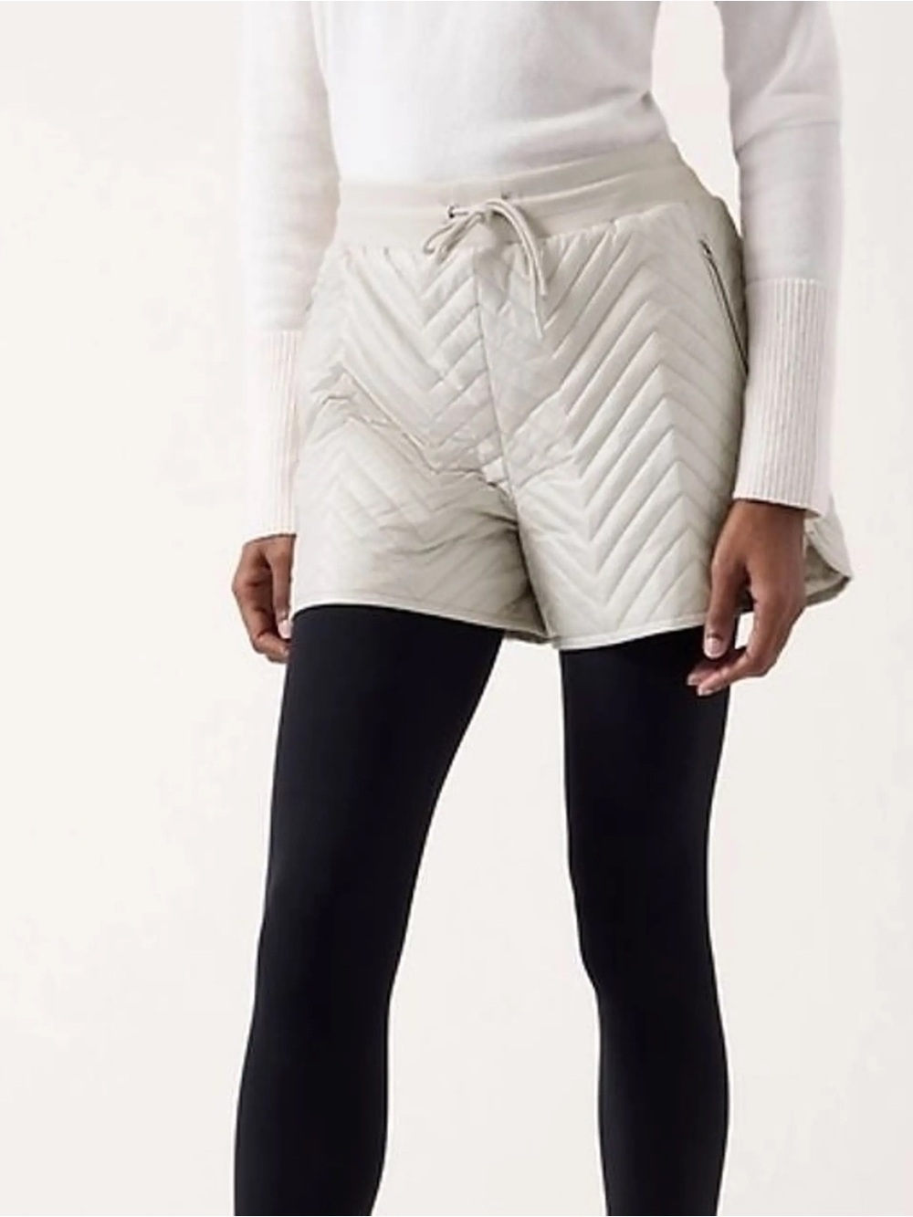 Athleta Cream Quilted Athletic Shorts